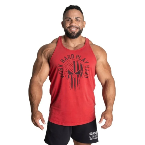 Gasp Skull t-back, Acid chili red - Picture 1 of 3